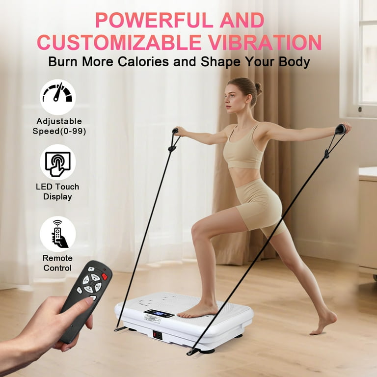 BEF Vibrating Plate Exercise Machine with LED Display, 99 Adjustable Speeds  Power, 300 lbs 150 watts Shake Board Sport Gym for Women and Men, Gray -  Walmart.com