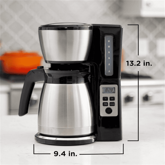 12 Cup Thermal Programmable Coffee Maker with Brew Strength and Technology, Black/Steel