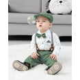 thumbnail image 3 of WESIDOM Baby Boy Clothes 0-18M Newborn Infant Gentleman Outfit, Shirt+Bowtie+Beret+Suspender Pant Baby boy Suit Clothing Set, 3 of 15