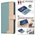 thumbnail image 3 of Premium RFID Blocking Wallet Case for Motorola Moto G55 5G with 3 Card Slots & Stand Green, 3 of 5