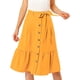 thumbnail image 1 of Allegra K Falda A Media Pierna Con Volantes De Gasa Con Cinturón Y Cintura Alta Vintage Con Decoración De Botones Para Mujer Amarillo S, 1 of 6