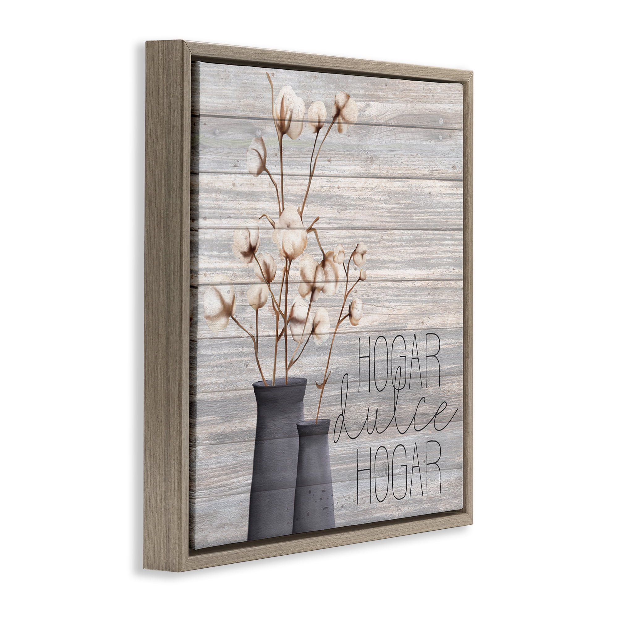 Stupell Industries Hogar Dulce Hogar con Algodón Inspirational Quotes & Sayings Painting Brown Floater Framed Art Print Wall Art, 18 x 18