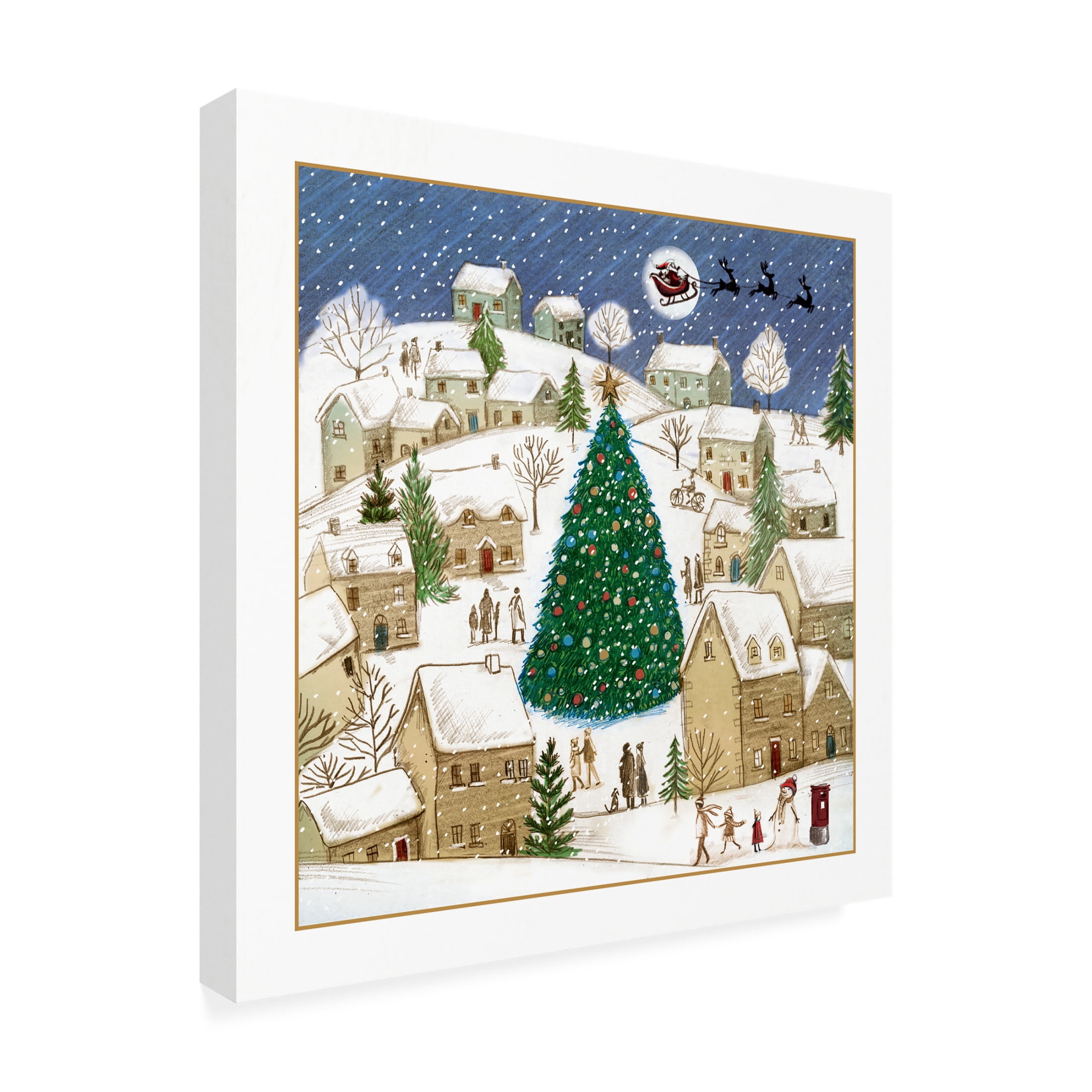 Canvas Wall Art - Paper Dove Co Ltd 'Sketchy Village Scene 23' Wall Art for Living Room, Bedroom, or Office Décor by Trademark Fine Art - 24 x 24 Inches