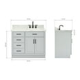 thumbnail image 3 of Ariel Hepburn 43 In. Right Offset Rectangle Sink Vanity With 1.5 In. Carrara White Countertop In Grey, 3 of 9