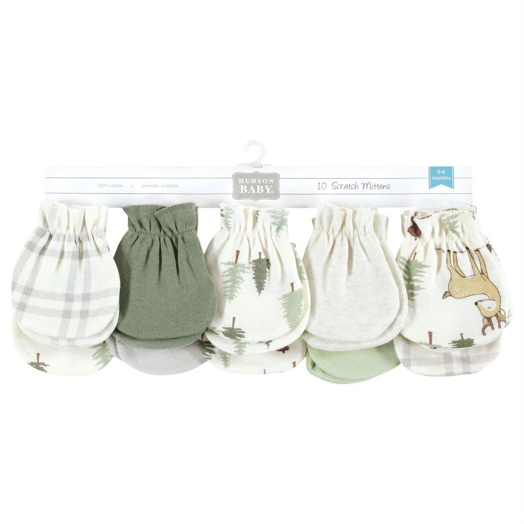 Hudson Baby Infant Cotton Scratch Mittens 10pk, Gray