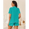 thumbnail image 3 of Ekouaer Womens Pajama Sets Button Up Bride Pjs Set 2 Piece Soft Sleepwear Short Sleeve Lounge Sets with Shorts, 3 of 6