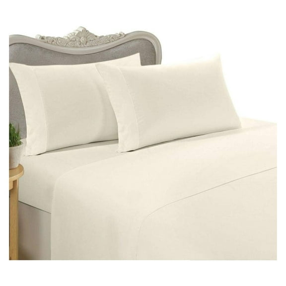 Luxurious 1000-Thread-Count Egyptian Cotton 1000TC Sheet Set, Queen, Ivory Solid 1000 TC