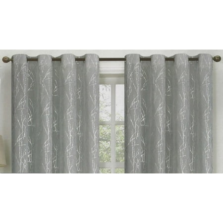 Set Of 2 Martina Grommet Top Snow Voile Curtain Panels With Silver
