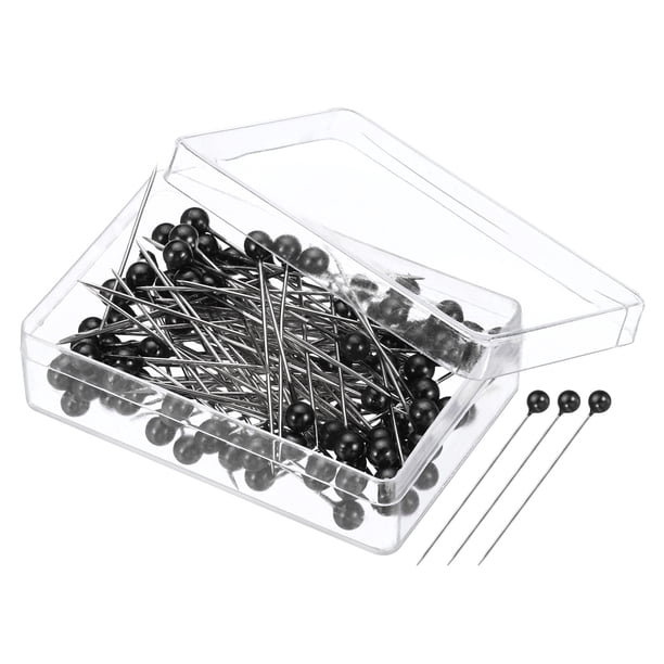 Uxcell Alfileres de Coser, Alfiler Recto de 1.5 Pulgadas con Cabeza de Perla Plástica, Negra, 100 Paquete