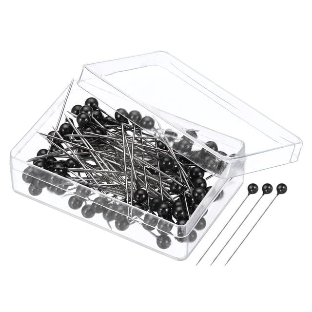 Uxcell Alfileres de Coser, Alfiler Recto de 1.5 Pulgadas con Cabeza de Perla Plástica, Negra, 100 Paquete