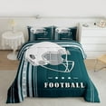 thumbnail image 3 of Feelyou Rugby Sport Player Bedding Comforter Set for Teens, Teal Grey Cartoon Twin Comforter Sets, Football Soccer Theme Reversible Bedding Set, Luxury Bedroom Decor, 2-Piece, 3 of 9