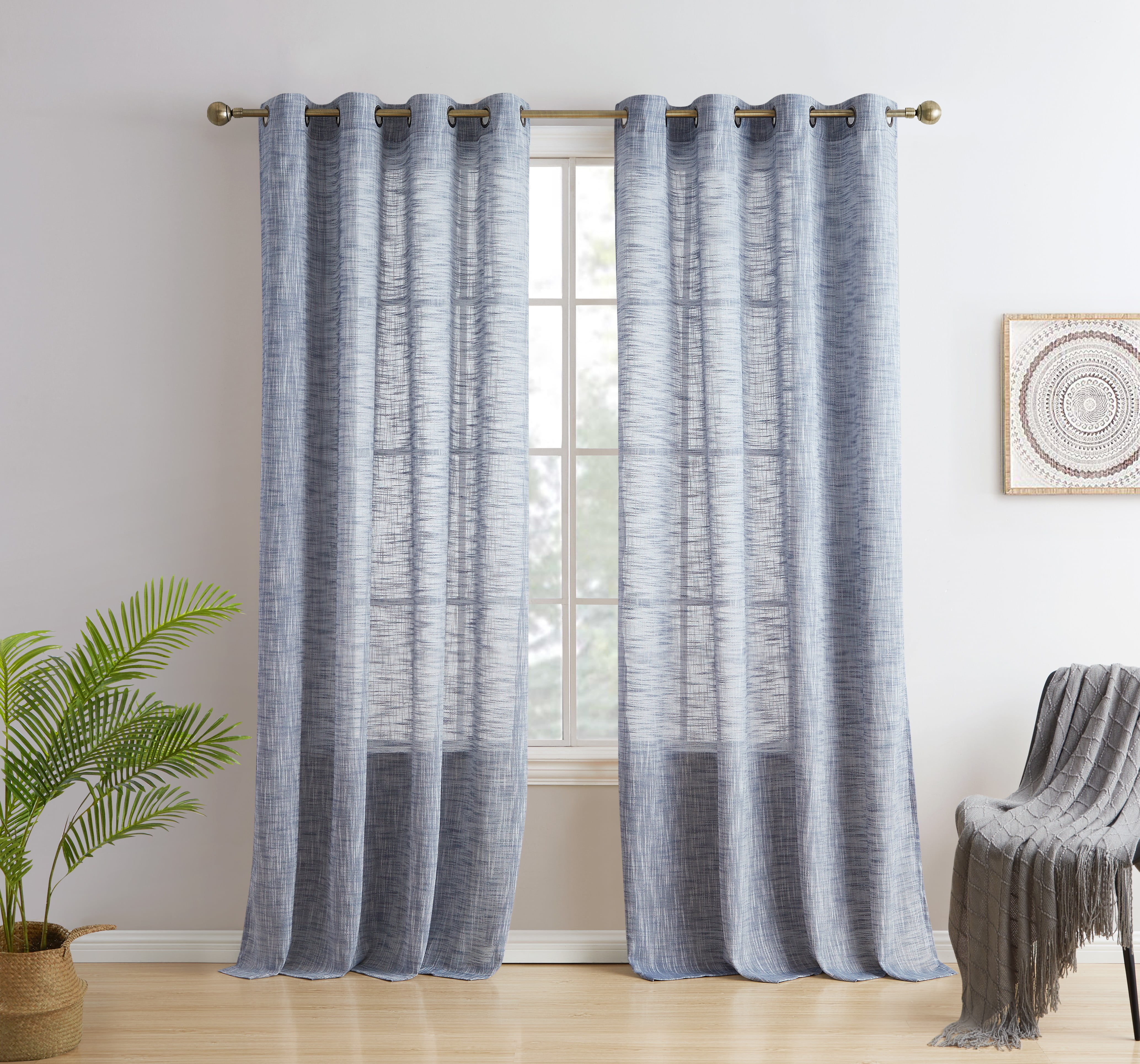 Serena Window Curtain Panel Crushed Sheer in 54"W x 84"L Available in Two Colors 