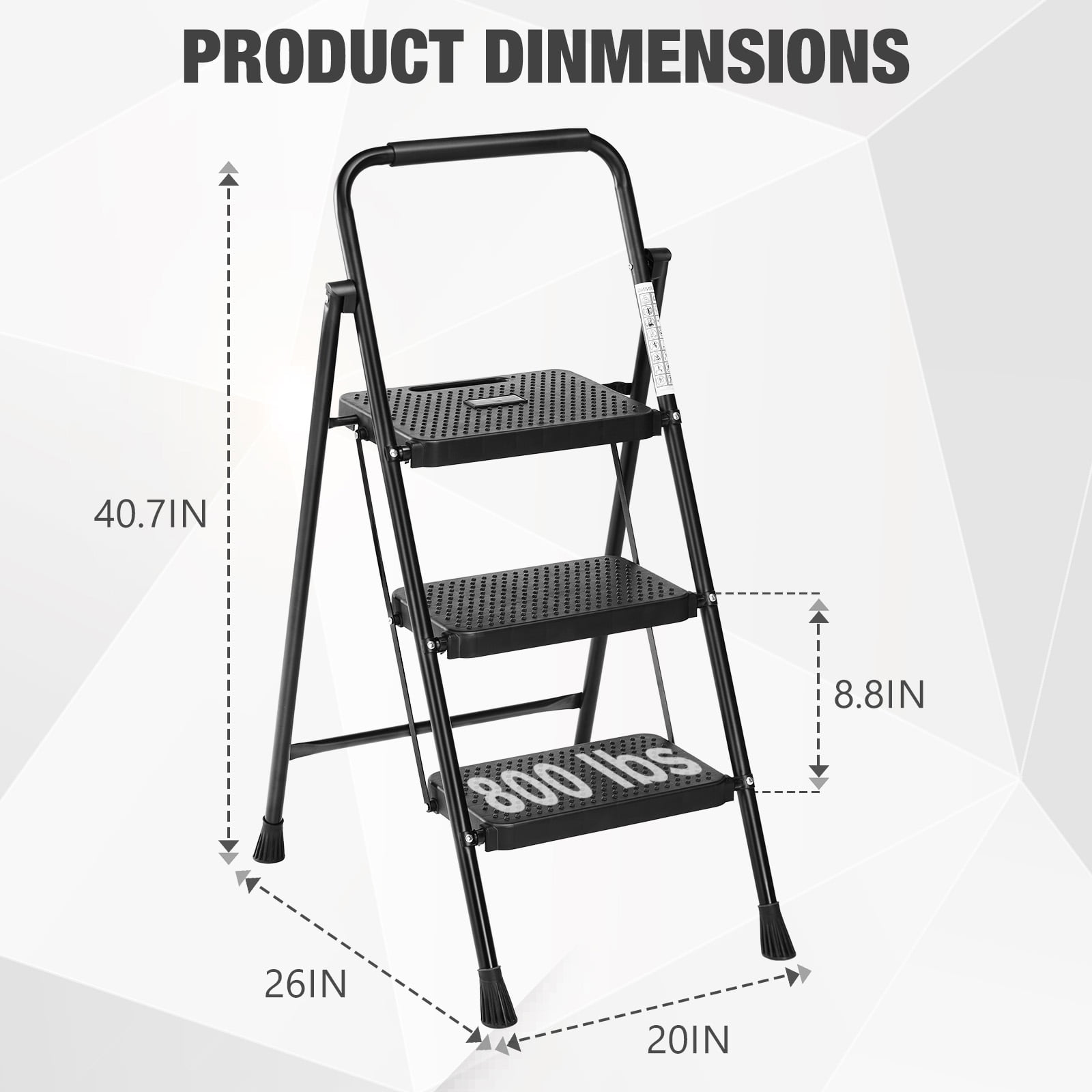 Gianna 3 Step Ladder, Step Stool for Adults,3 Step Ladder Folding Step Stool with Wide Anti-Slip Pedal Ergonomic Design