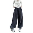 thumbnail image 1 of hirigin Women Corduroy Harem Pants Casual Solid Color Loose Elastic Drawstring High Waist Wide Leg Trouser Streetwear, 1 of 8