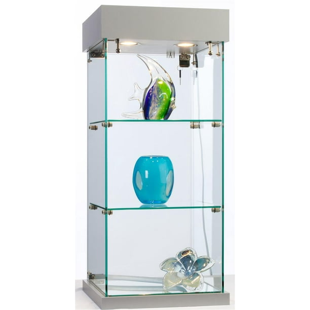 Tabletop Glass Display Case For Retail Use, 13"w x 291/2"h x 13"d, Tempered Glass, Locking Door
