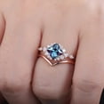 thumbnail image 2 of Princess Cut Alexandrite Engagement Ring Set 14K Rose Gold Floral June Birthstone Moissanite Promise Wedding Bridal Set, 2 of 5