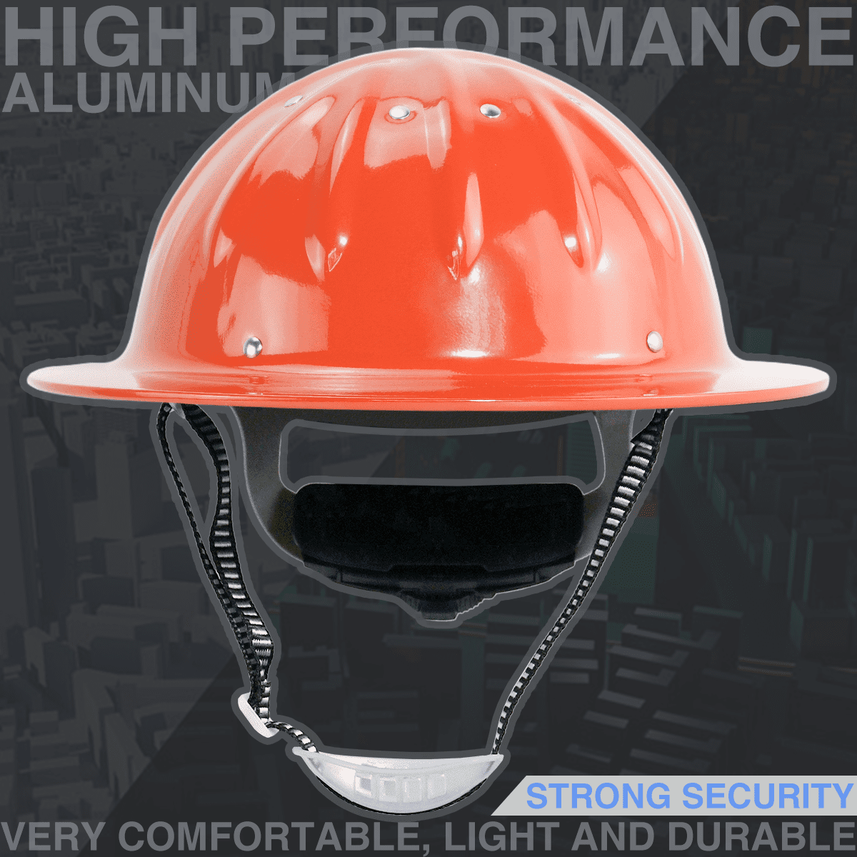 Aluminum Safety Hard Hats Helmet with Ratchet Suspensions Silver Safety Cap One Size Helmet Fits Most(Orange)