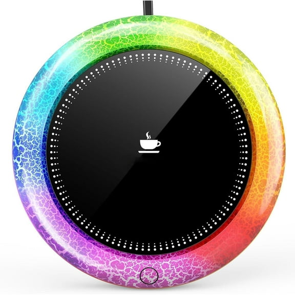 Phueutpros Auto-Sense Cup Warmer - 7-Color Ambient Lighting & Fast Heat, Smart Beverage Warmer for Office/Home Use (Coffee/Tea/Milk Compatible)