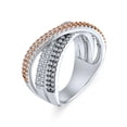 thumbnail image 2 of Bling Jewelry Womens Criss Cross Cubic Zirconia Triple Eternity Band Ring Black Rose Silver Plated, 2 of 5