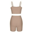 thumbnail image 5 of Women Outfits Spring Sets Women 2 Piece Outfits Clothing Set Female Round Neck Sleeveless Tops Pants Sets Cargo Pant Style S_320 Women's Tracksuits Khaki XL, 5 of 6