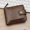 thumbnail image 2 of Men Wallet,Vintage PU Leather Multi-Card Zipper Wallet,Large Capacity Buckle Credit Card Holder Wallets,Flap ID Window Zip Coin Pocket Storage Wallets, 2 of 10