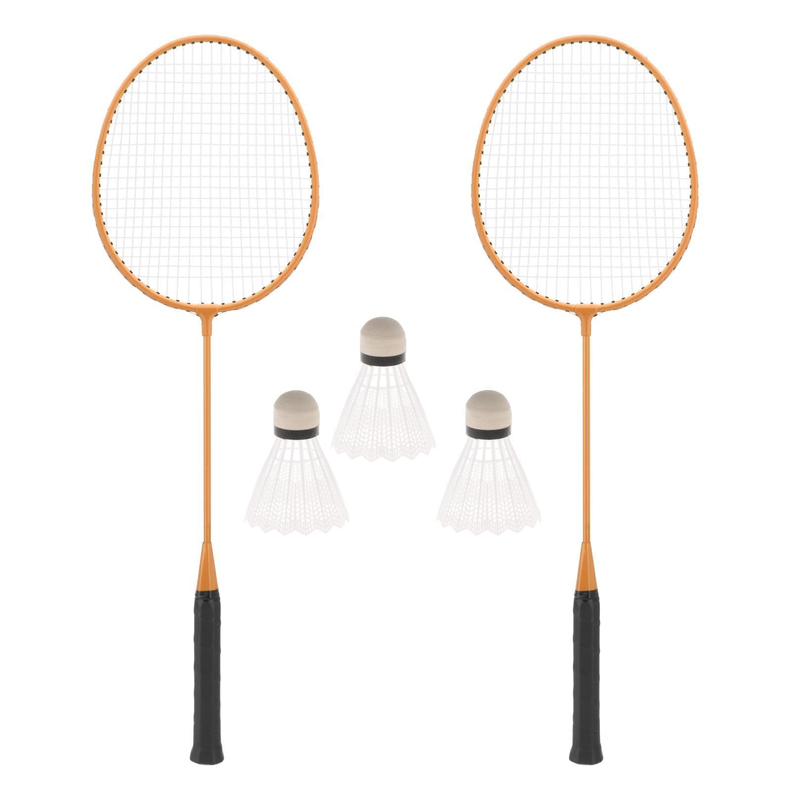 2Pcs Badminton Rackets with 3 Nylon Balls Professional Badminton Shuttlecock Yellow