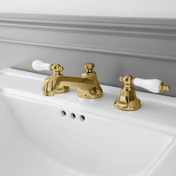 Deco Widespread Bathroom Sink Faucet - Porcelain Lever Handles