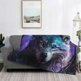 thumbnail image 2 of Uemuo Purple Sky Wolf Printed Throw Blanket for Couch, Fluffy Fuzzy Blankets for Bed, Sofa, Cozy Flannel Faux Fur Blanket-50"x40", 2 of 6