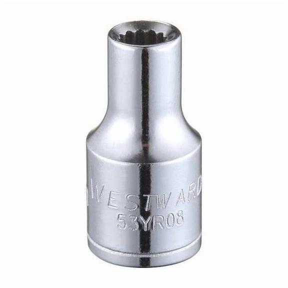 1/4 in Drive, 4mm Triple Square Metric Socket, 12 Points, Steel, Chrome, 4 mm