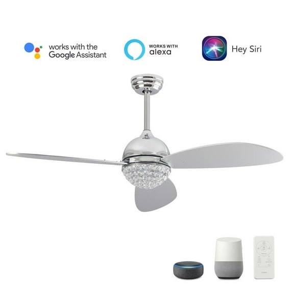 Carro Coren 52'' Smart Ceiling Fan with Remote, Light Kit Included Silver Finish