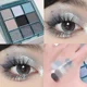 thumbnail image 3 of Paleta de sombra de ojos brillante, sombra de ojos marrón mate en polvo, Punk, negro ahumado, resistente al agua, sombra de ojos mezclable de larga duración, cosmético, 3 of 5