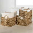 thumbnail image 4 of happimess Quinn Bohemian Cottage Woven Hyacinth Rectangular Storage Baskets with Handles, Natural (Set of 3), BSK2010A-3SET, 4 of 7