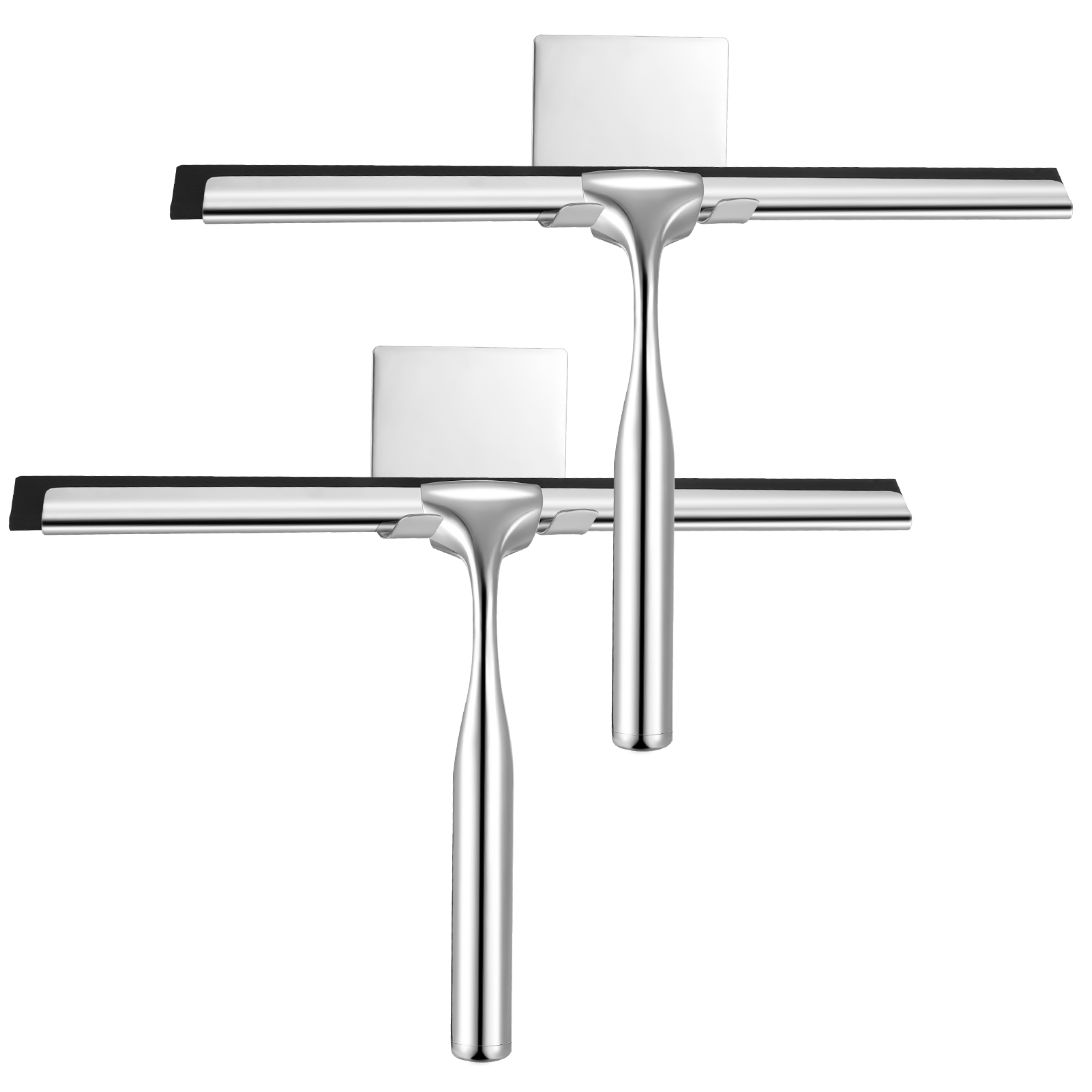 sixwipe 2 Pack Shower Squeegee, Stainless Steel Squeegee with Hook