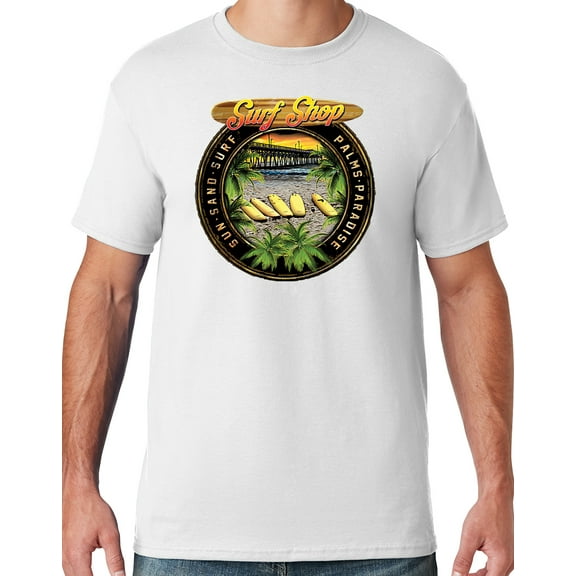 Mens Manu Bay Surf Company CIRCLE SURFING T-shirt, 5XL White