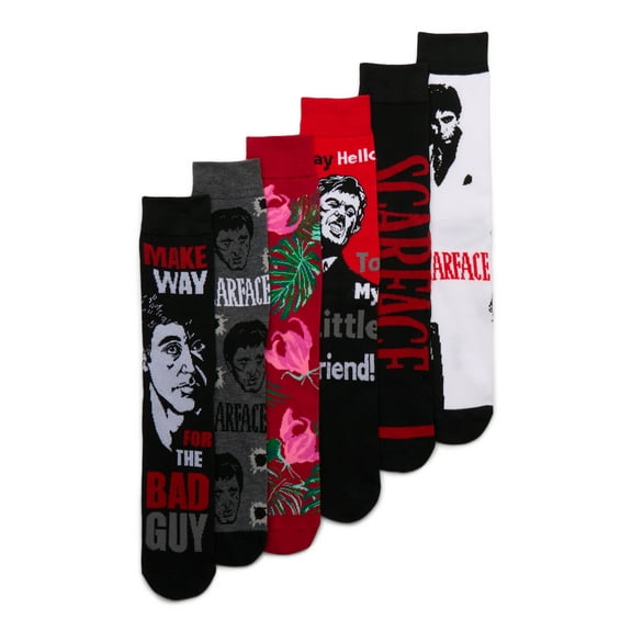 Scarface Men's Crew Socks, 6-Pack, Shoe Sizes 8-12