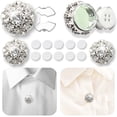 thumbnail image 5 of Hyknon Tools Rhinestone Buttons Cover Flower Sleeve Button Cover No Sew Instant Button Clip Decarative Button Embellishments For Dress Suit Tux Shirt Tuxedo Accessories Tools, 5 of 5