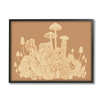Stupell Industries Neutral Beige Woodland Mushrooms Botanical & Floral Painting Black Framed Art Print Wall Art