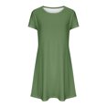 thumbnail image 4 of DailyTrove Women's Solid Color Short Sleeve Midi Dress, Casual Daily & Lounge Wear, Soft Modal Blend, Plus Size Friendly, 4 of 6