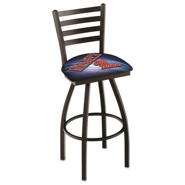 L014 - 36" Black Wrinkle Ole' Miss Swivel Bar Stool with Ladder Style Back by Holland Bar Stool Co.