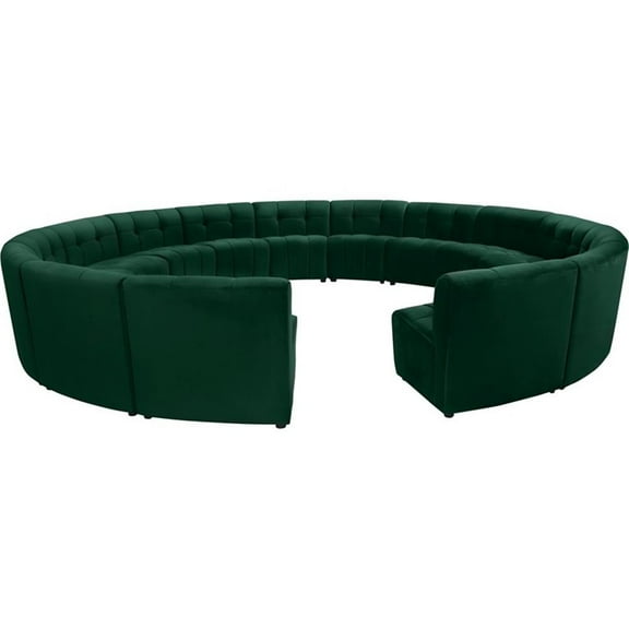 Maklaine Contemporary Green Velvet Tufted Upholstered Modular 15 Piece Sectional Sofa