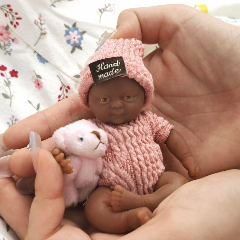 MYREBAB Inch Mini Reborn Baby Dolls Black ，Silicone Baby Girl