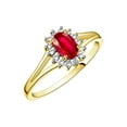 thumbnail image 4 of RYLOS Rings for Women 14K Yellow Gold Ring Classic Halo Diamond Birthstone Ring 6X4MM Oval July Red Ruby Jewelry for Women  Size 10, 4 of 8