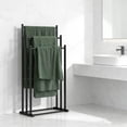thumbnail image 5 of Standing Towel Rack, 3-Tier Metal Towel Rail, Freestanding Towel Holder, Black for Bathroom, Clothes Airer & Bathroom Accessories, Modern & Stable, 5 of 6