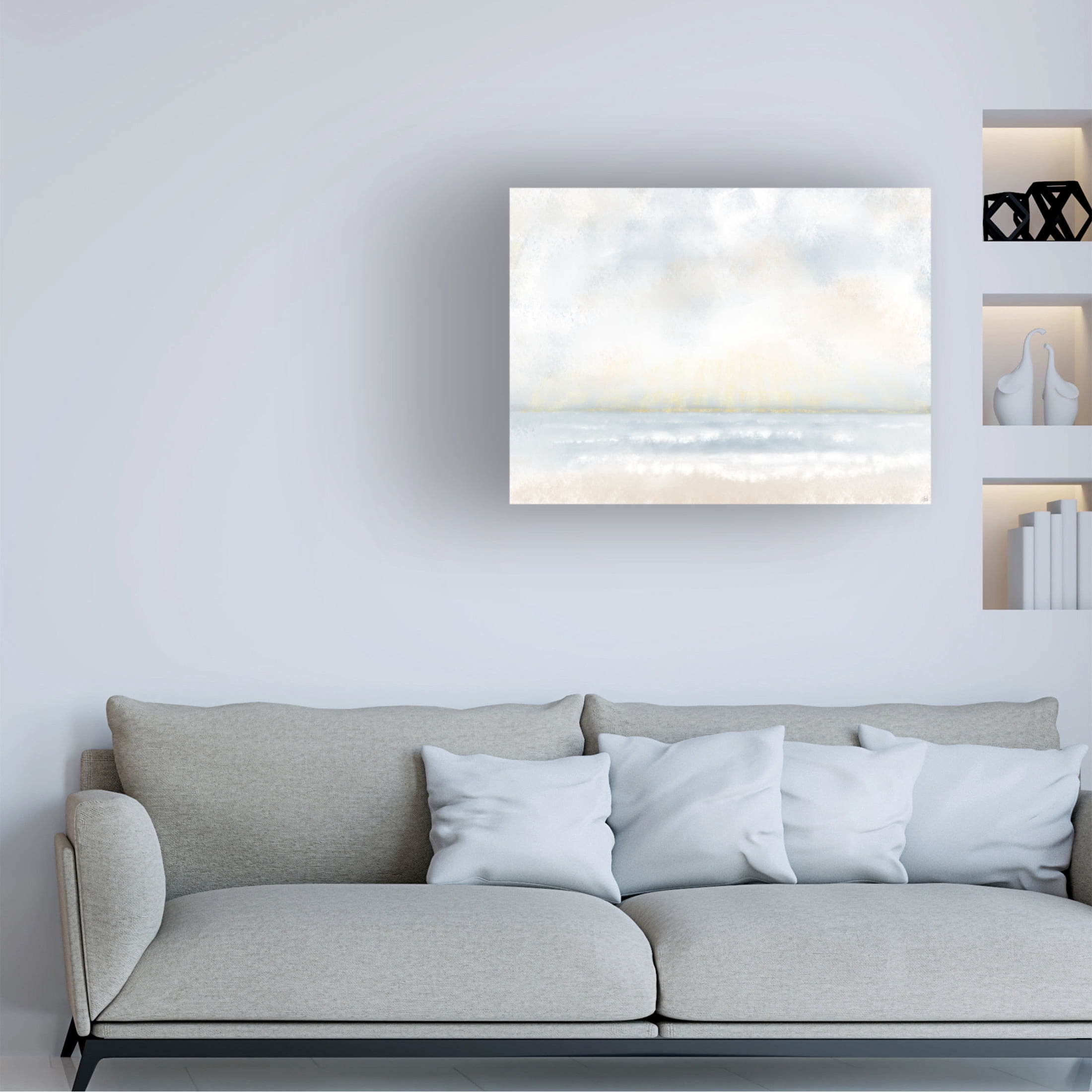 Canvas Wall Art - Line and Brush 'Vacation Beach View ' Wall Art for Living Room, Bedroom, or Office Décor by Trademark Fine Art - 19 x 14 Inches