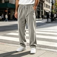 thumbnail image 2 of Hearthz Corduroy Wide Leg Men Pant Athletic Workout Running Work Hiking Pants Elastic Waist Drawstring Joggers for Men with Pockets Light Gray L, 2 of 6