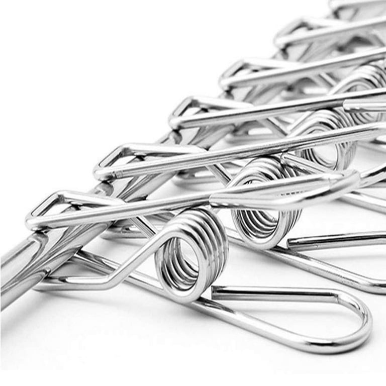 Laundry Clothes Pins - Clothesline Clips - Travel Clothes Line Stainless  Steel Wire Metal Laundry Clip - Set Of 24 Indoor Outdoor Hanger Clamps -  Chip