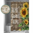 thumbnail image 3 of Shower Curtain Bathroom Set Farm Watercolor Sunflower Bee Waterproof Fabric Shower Curtains with Grommets&Hooks Retro Brown Wood Board Privacy Bath Curtain for Bathtub 60x72in, 3 of 7