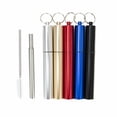 thumbnail image 2 of VicTsing Pailles en Acier Inoxydable Réutilisables Portables Pailles Télescopiques avec Porte-Clés Brosse de Nettoyage, Rouge, 2 of 3