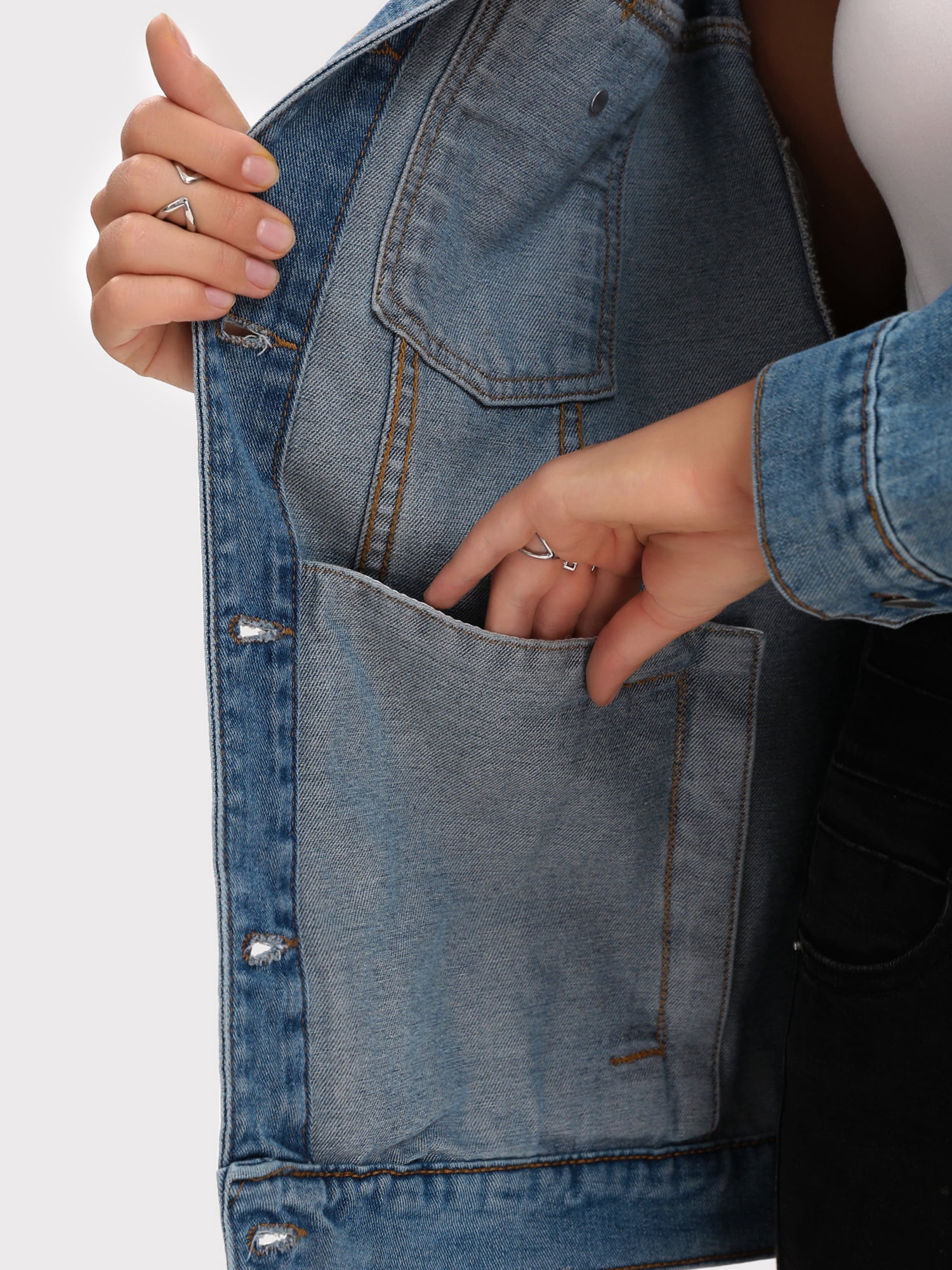 DARING DIVA Women's Button Down Corduroy Collar Long Sleeve Shacket XL Gray Blue