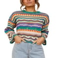 thumbnail image 3 of Pull en Crochet pour Femmes Pull Rayé Crop Top Décontracté Creux, 3 of 6